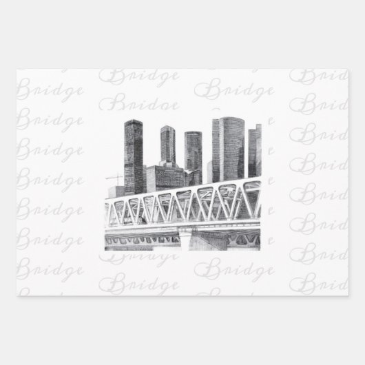 Metro brug Potlood tekening Inpakpapier Vel (Voorkant 3)