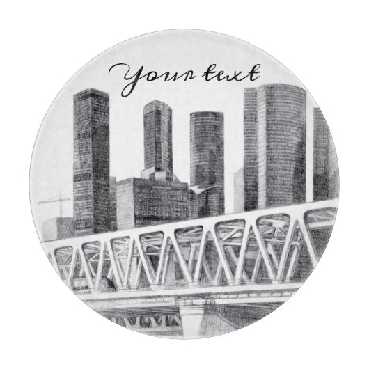 Metro brug Potlood tekening Snijplank (Voorkant)