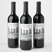 Metro brug Potlood tekening Wijn Etiket (Flessen)