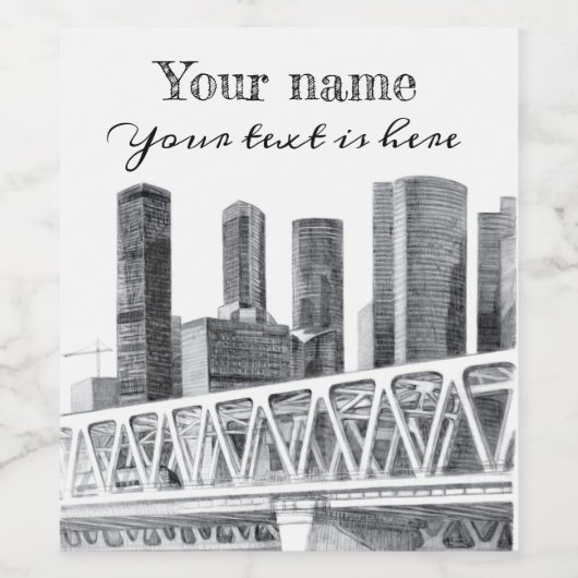 Metro brug Potlood tekening Wijn Etiket (Enkel label)