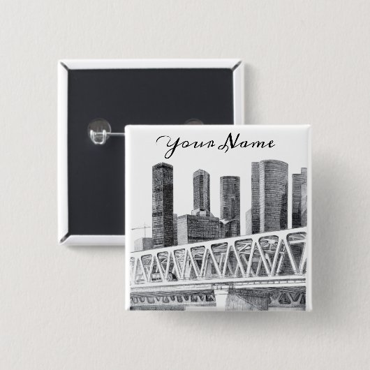 Metro brug vierkante button 5,1 cm (Voorkant /achterkant)