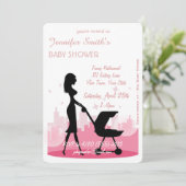 Metro City Girl Modern Baby Shower Uitnodigingen (Staand voorkant)