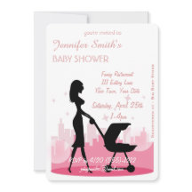 Metro City Girl Modern Baby Shower Uitnodigingen
