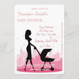 Metro City Girl Modern Baby Shower Uitnodigingen