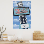 Metro Diner op Route 66 Retro Neon Print (Keuken)