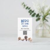Metro Huisdier Zittende Hond Kat QR Code Visitekaartje (Staand voorkant)