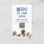 Metro Huisdier Zittende Hond Kat QR Code Visitekaartje (Voorkant)
