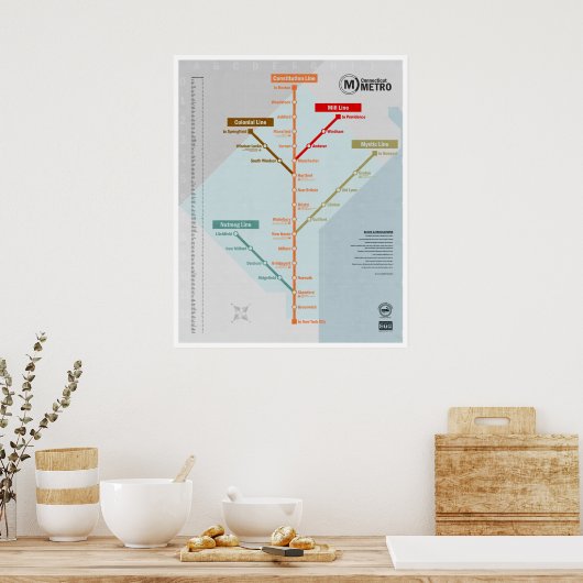 Metro-kaart van Connecticut Poster (Keuken)