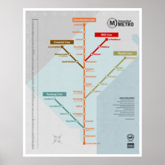 Metro-kaart van Connecticut Poster