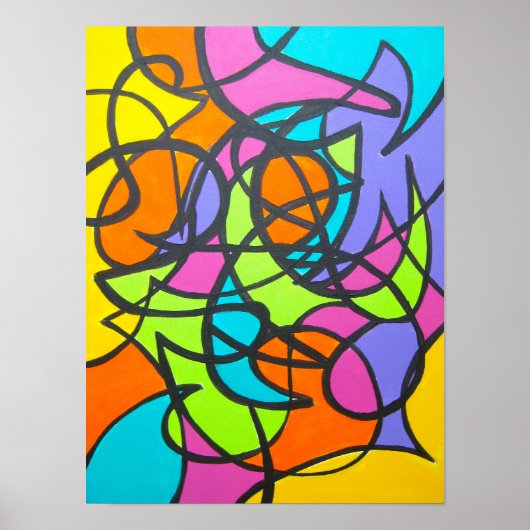 Metro Maan-Abstracte Kunst Handgeschilderd Poster (Voorkant)