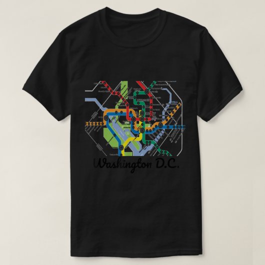 Metro Map of Washington DC Art Gift City Rail Tran T-shirt (Design voorkant)