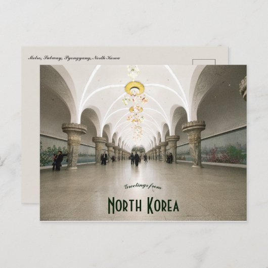 Metro-metro Pyongyang Noord-Korea Briefkaart (Voorkant / Achterkant)