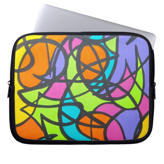 Metro Moon - Abstract kunsthaar geschilderd Laptop Sleeve (Voorkant)