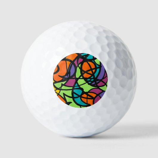 Metro Moon-Handgeschilderde Abstracte Kunst Golfballen (Voorkant)