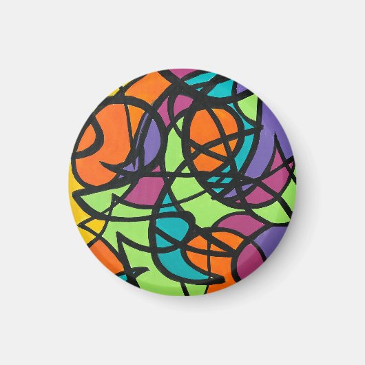 Metro Moon-Handgeschilderde Abstracte Kunst Magneet (Voorkant)