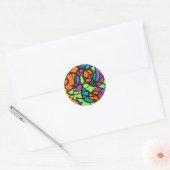 Metro Moon-Handgeschilderde Abstracte Kunst Ronde Sticker (Envelop)