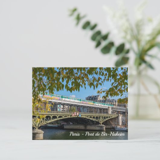 Metro op de brug Bir-Hakeim - Parijs, Frankrijk Briefkaart (Staand voorkant)