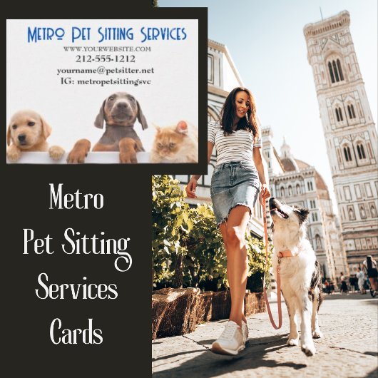 Metro Pet Sitting Dog Cat. Notitiekaartje