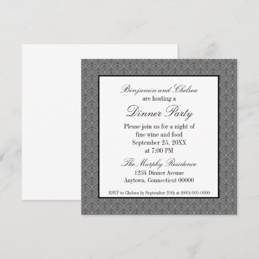 Metro Retro Dinner Party nodigt uit, grijs Kaart (Voorkant / Achterkant)