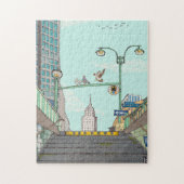 Metro Stop Manhattan NYC Whimsical Illustratie Legpuzzel (Verticaal)
