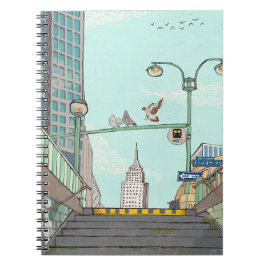 Metro Stop Manhattan NYC Whimsical Illustratie Notitieboek