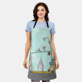 Metro Stop Manhattan NYC Whimsical Illustratie Schort (Gedragen)