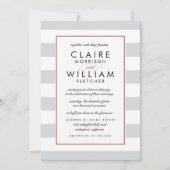 Metro Stripe bruiloft uitnodiging | veenbessen (Voorkant)