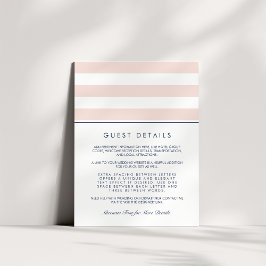 Metro Stripe Guest Information Kaart | Blush & Nav