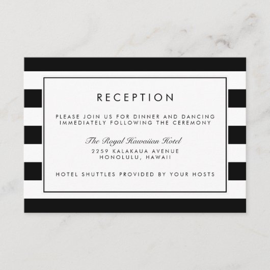 Metro Stripe Ontvangstkaart | Zwart Informatiekaartje (Voorkant)