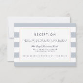Metro Stripe Receptie Kaart | Koraal en grijs (Voorkant)