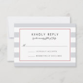 Metro Stripe RSVP-kaart | Cranberry RSVP Kaartje (Voorkant)