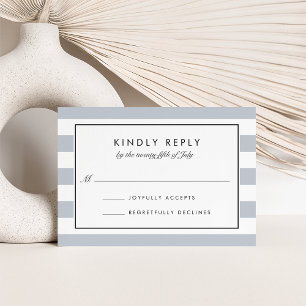 Metro Stripe RSVP-kaart   Grijs RSVP Kaartje