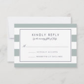 Metro Stripe RSVP-kaart | Grijze Jade RSVP Kaartje (Voorkant)