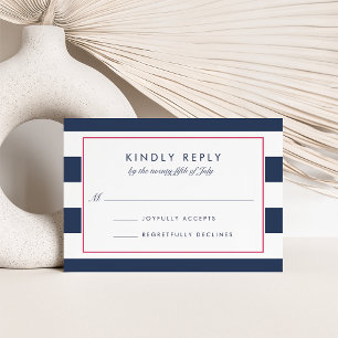 Metro Stripe RSVP-kaart   Roze en zeemacht RSVP Kaartje