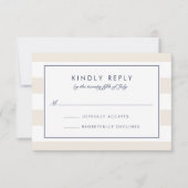 Metro Stripe RSVP-kaart | Zeemacht en crème RSVP Kaartje (Voorkant)