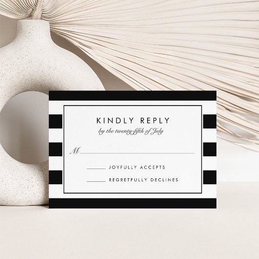 Metro Stripe RSVP-kaart | Zwart RSVP Kaartje