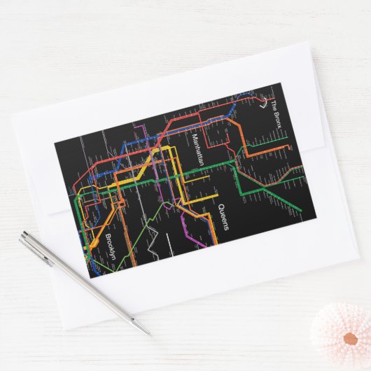 metrokaart NY-City Rechthoekige Sticker (Envelop)