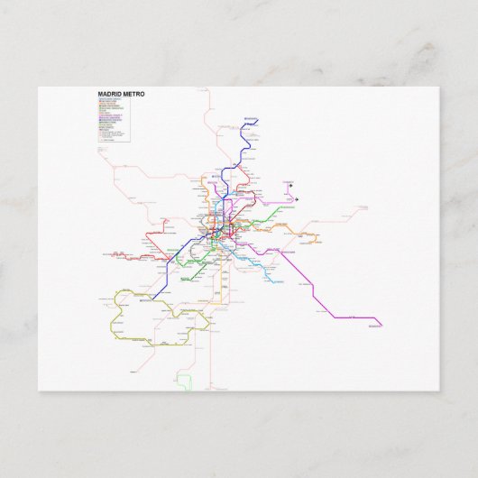 Metrokaart Spanje-Madrid Briefkaart (Voorkant)