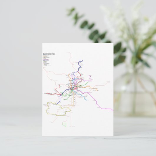 Metrokaart Spanje-Madrid Briefkaart (Staand voorkant)