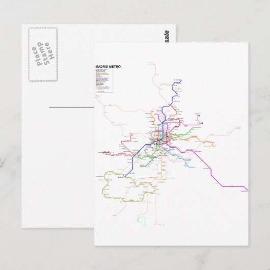 Metrokaart Spanje-Madrid Briefkaart (Voorkant / Achterkant)