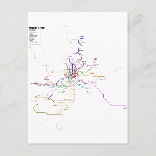 Metrokaart Spanje-Madrid Briefkaart (Voorkant)