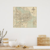  metrokaart van het centrum van Boston (1917) Poster (Keuken)