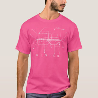 Metrokaart van München - monochromatisch - wit op T-shirt