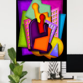 metropolis art deco - abstract schilderij poster (Thuiskantoor)