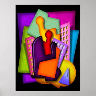 metropolis art deco - abstract schilderij poster