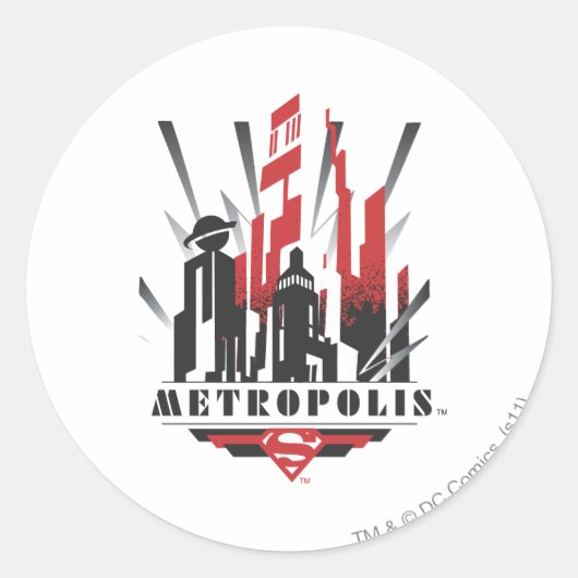 Metropolis Art Deco Ronde Sticker (Voorkant)