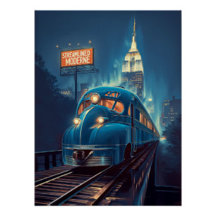 Metropolis Express   Art Deco New York trein Perfect Poster