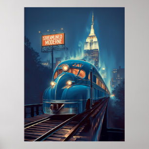 Metropolis Express   Art Deco New York Trein Poster