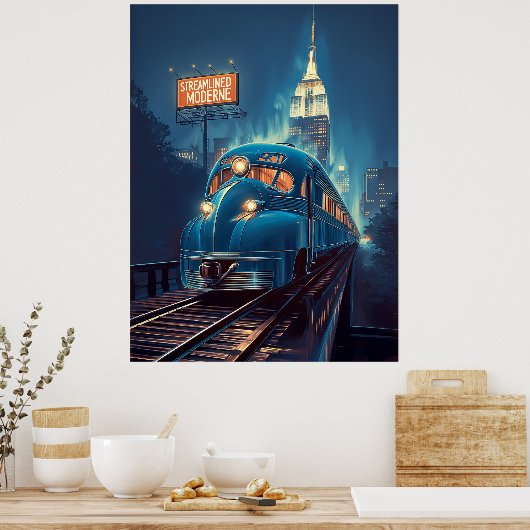 Metropolis Express | Art Deco New York Trein Poster (Keuken)