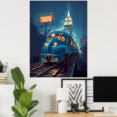Metropolis Express | Art Deco New York Trein Poster (Thuiskantoor)